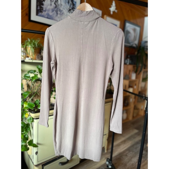 Dynamite Taupe Ribbed High-Neck Dress - Picture 2 of 14